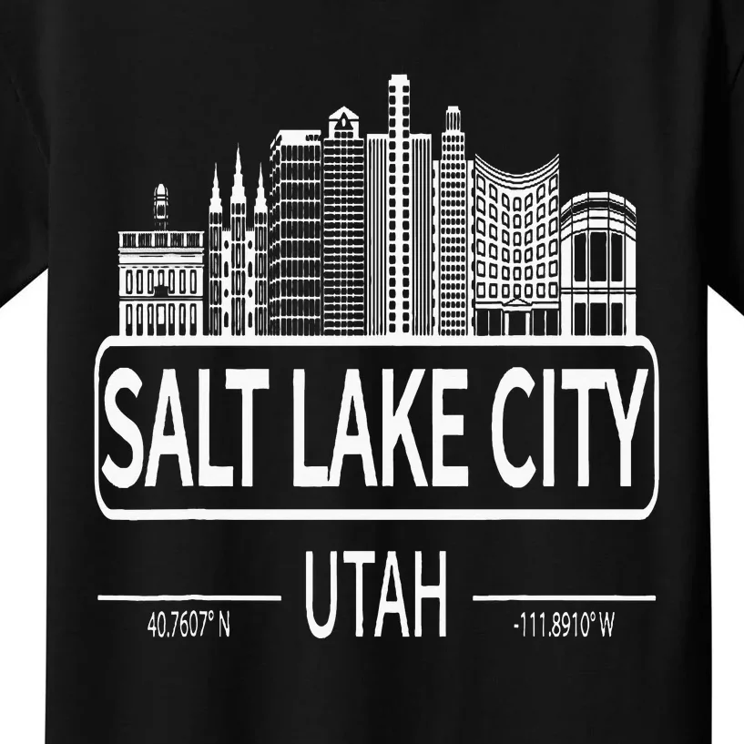 Salt Lake City Utah Skyline Travel To Salt Lake City Kids T-Shirt