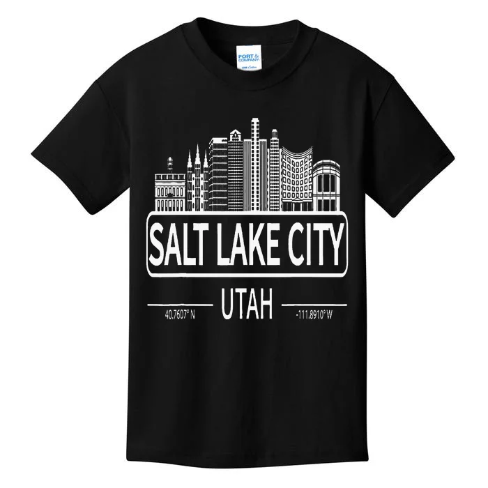 Salt Lake City Utah Skyline Travel To Salt Lake City Kids T-Shirt