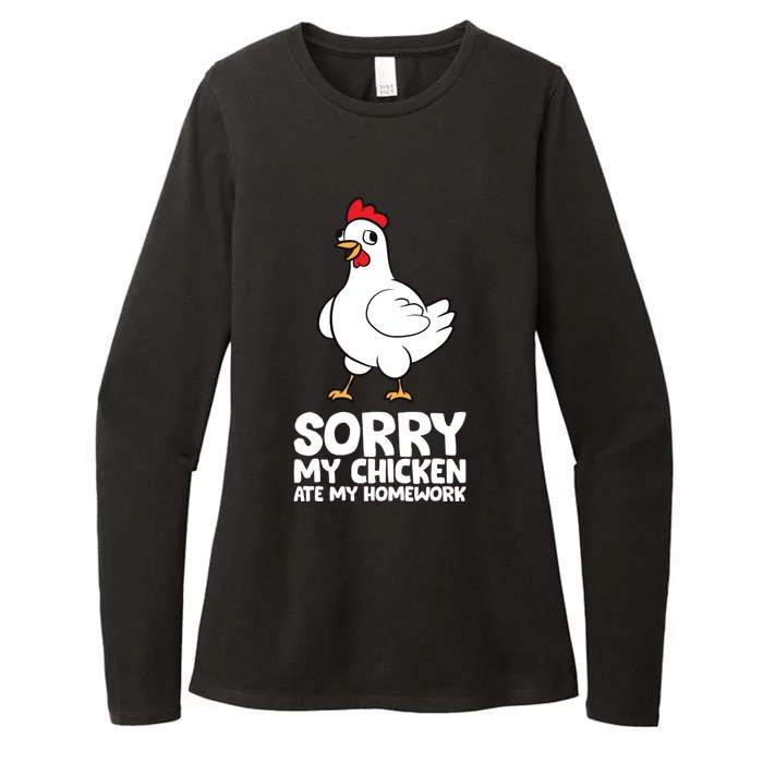 School Love Chickens Sorry My Chicken Ate My Homework Womens CVC Long Sleeve Shirt