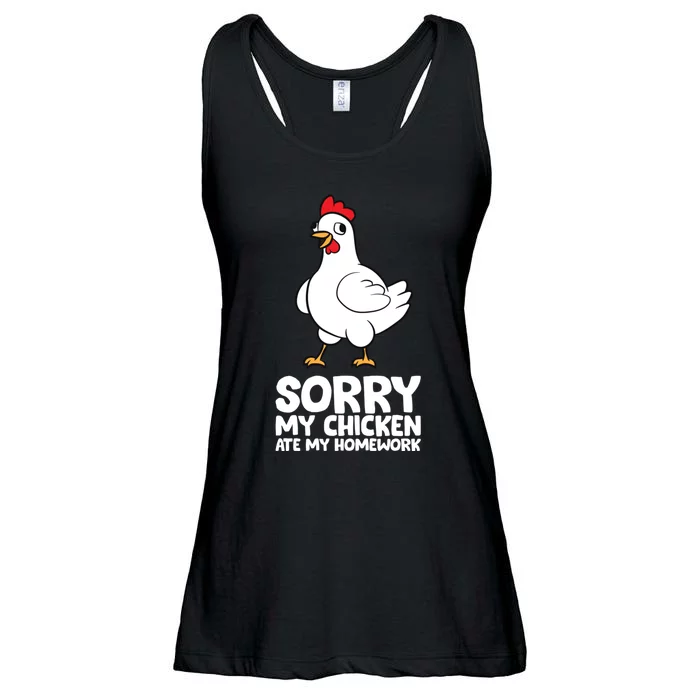 School Love Chickens Sorry My Chicken Ate My Homework Ladies Essential Flowy Tank