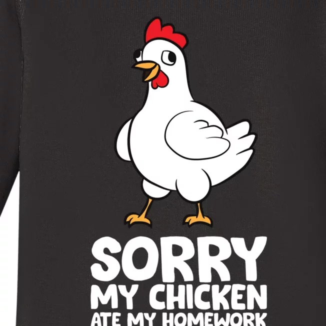 School Love Chickens Sorry My Chicken Ate My Homework Baby Long Sleeve Bodysuit