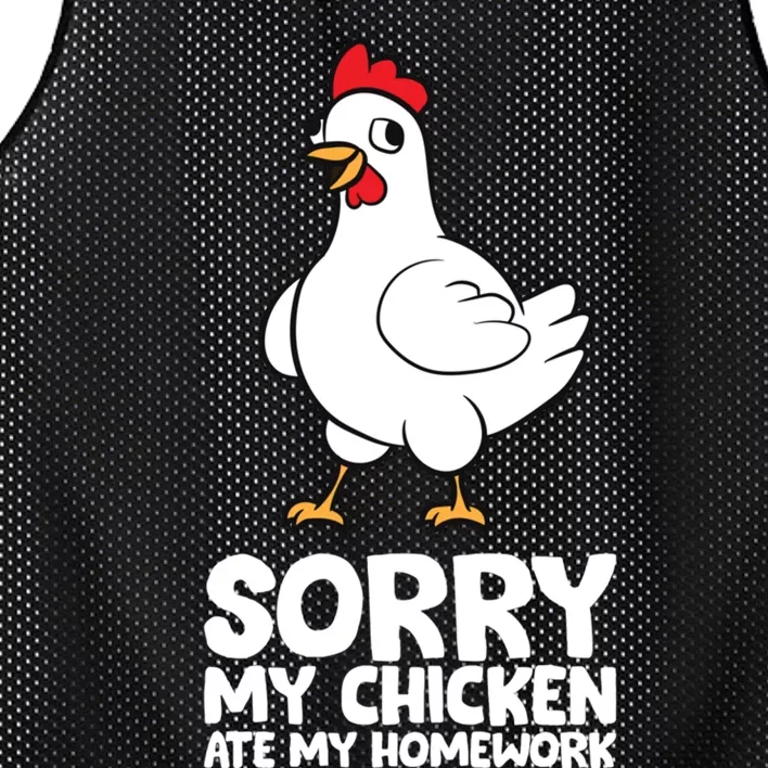 School Love Chickens Sorry My Chicken Ate My Homework Mesh Reversible Basketball Jersey Tank