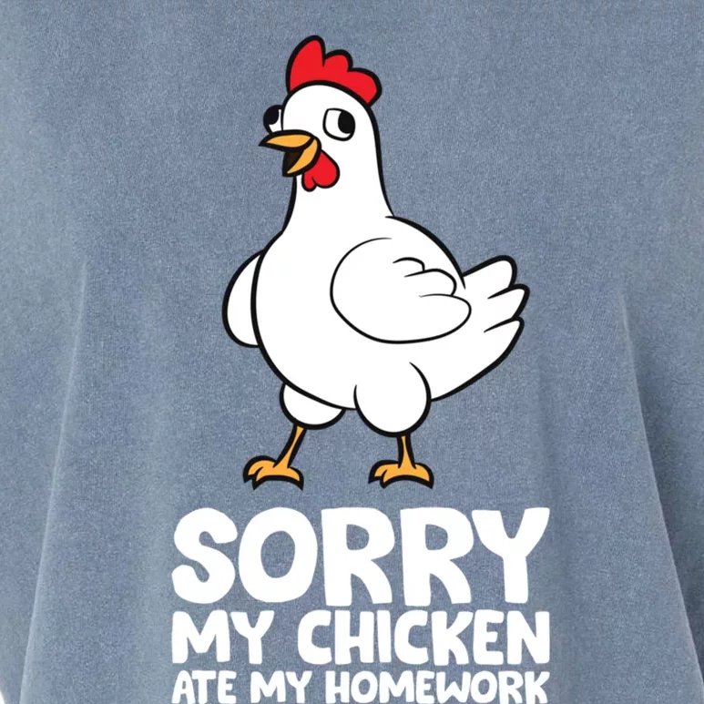 School Love Chickens Sorry My Chicken Ate My Homework Garment-Dyed Women's Muscle Tee