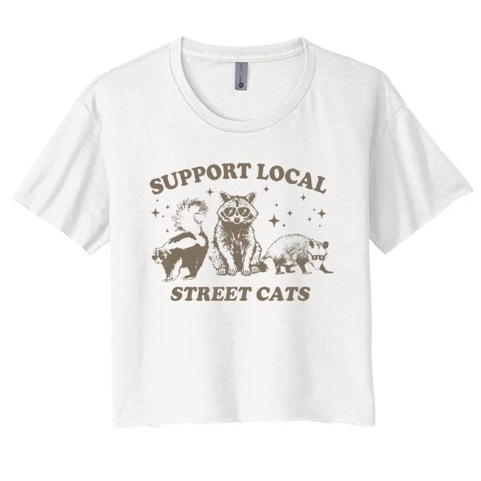 Support Local Cats Vintage Women's Crop Top Tee