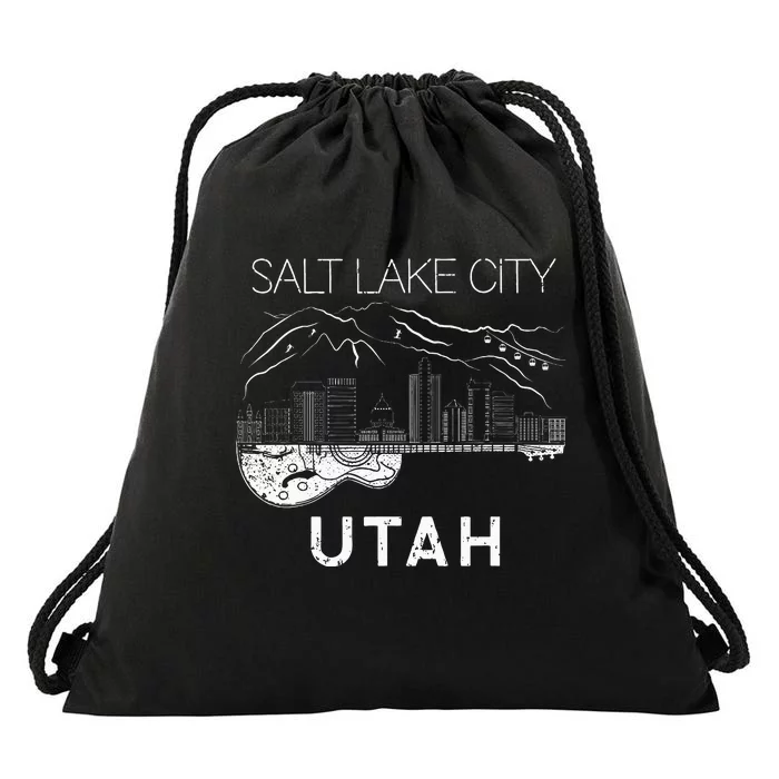 Salt Lake City Souvenir Utah Souvenir Music Guitar Drawstring Bag