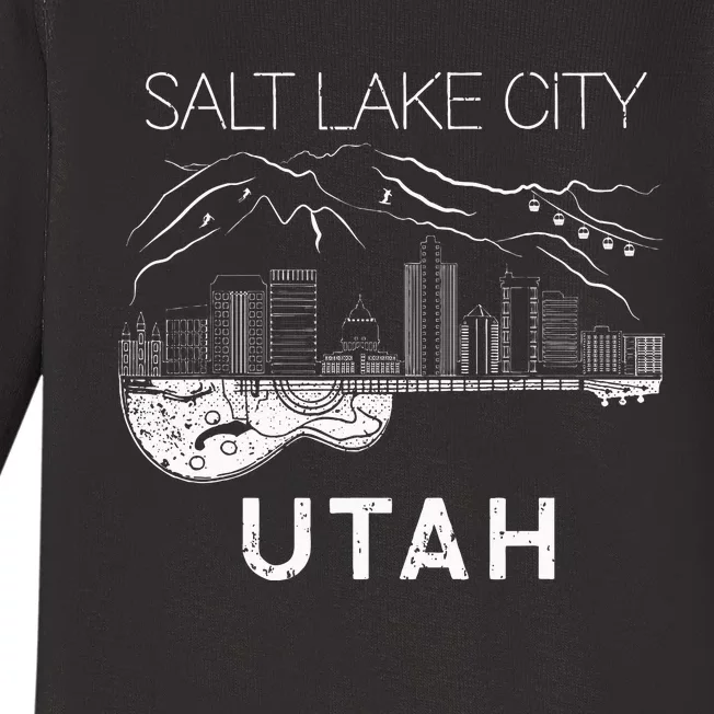 Salt Lake City Souvenir Utah Souvenir Music Guitar Baby Long Sleeve Bodysuit