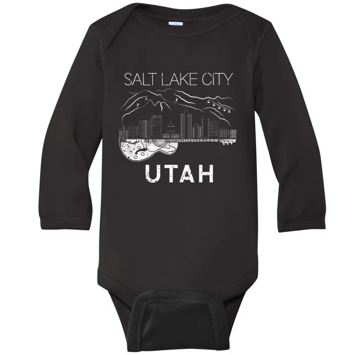 Salt Lake City Souvenir Utah Souvenir Music Guitar Baby Long Sleeve Bodysuit