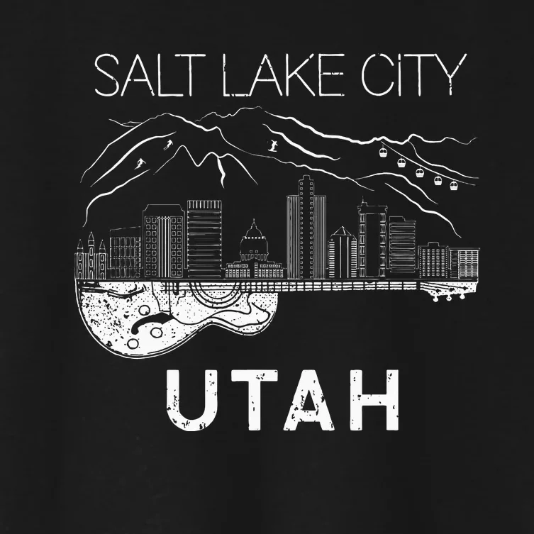 Salt Lake City Souvenir Utah Souvenir Music Guitar Women's Crop Top Tee