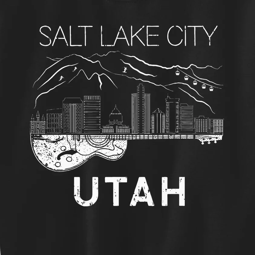 Salt Lake City Souvenir Utah Souvenir Music Guitar Kids Sweatshirt