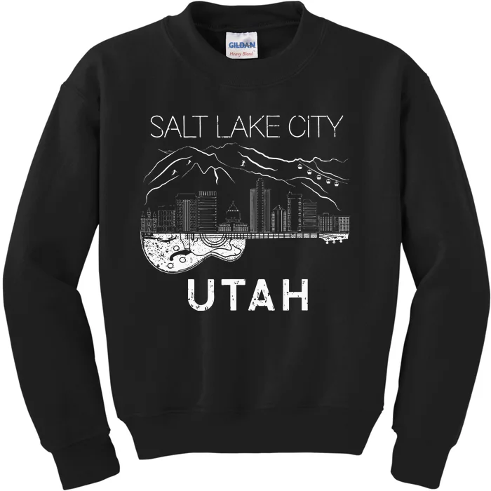 Salt Lake City Souvenir Utah Souvenir Music Guitar Kids Sweatshirt