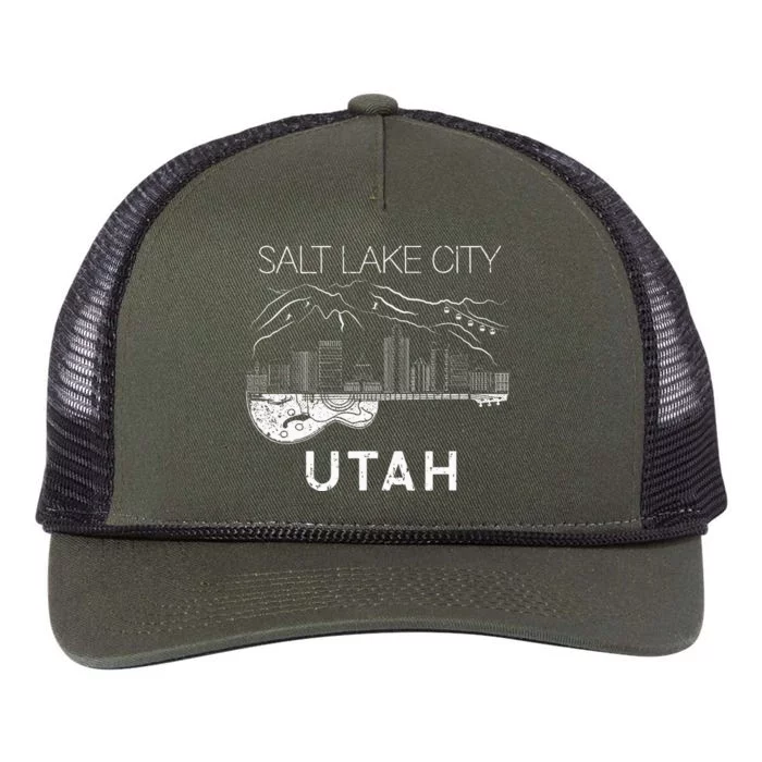 Salt Lake City Souvenir Utah Souvenir Music Guitar Retro Rope Trucker Hat Cap