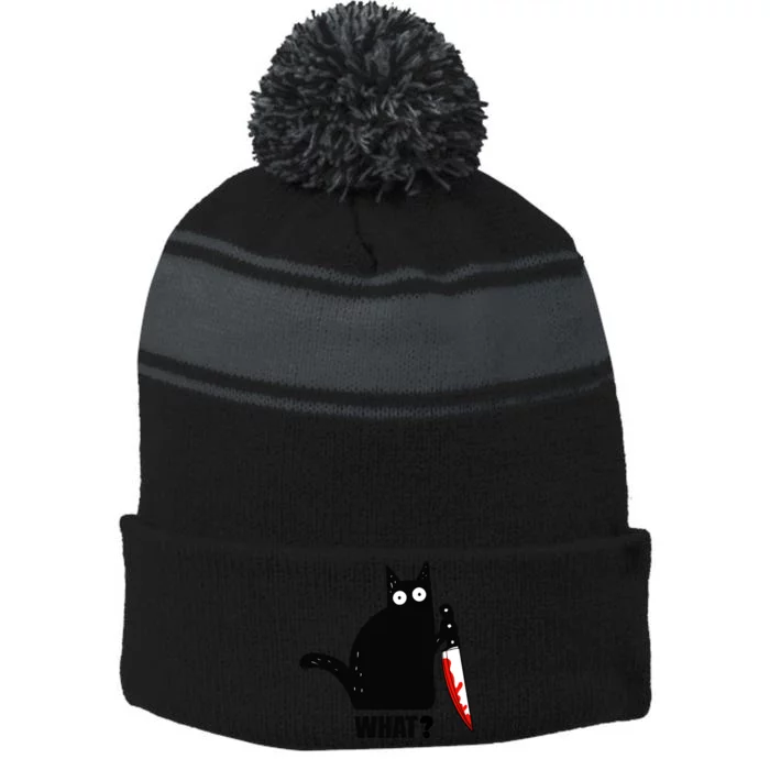 Spooky Lockdown Cat Stripe Pom Pom Beanie