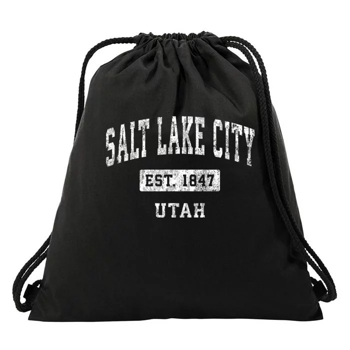 Salt Lake City Utah Ut Vintage Established Sports Drawstring Bag