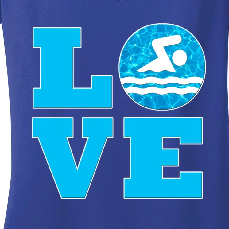 Swim Love Cool Gift For Swimmers And Swimming Coaches Women's V-Neck T-Shirt