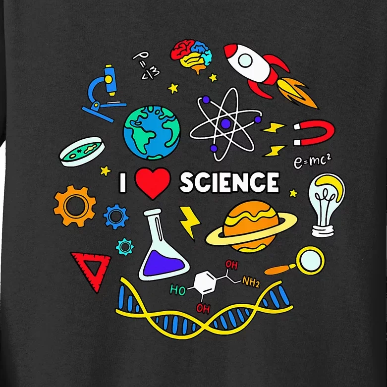 Science Lover Chemistry Biology Physics Love Science Kids Long Sleeve Shirt