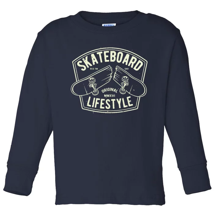 Skateboard Lifestyle Classic Vintage Toddler Long Sleeve Shirt