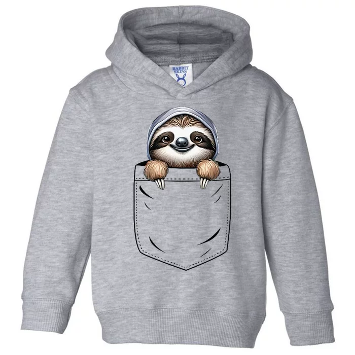 Sloth Lovers Cute Funny Sloth In Pocket Toddler Hoodie