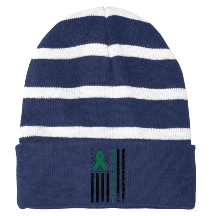 Support Liver Cancer Awareness Striped Beanie with Solid Band