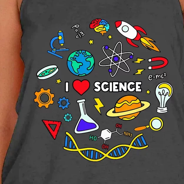 Science Lover Chemistry Biology Physics Love Science Women's Knotted Racerback Tank