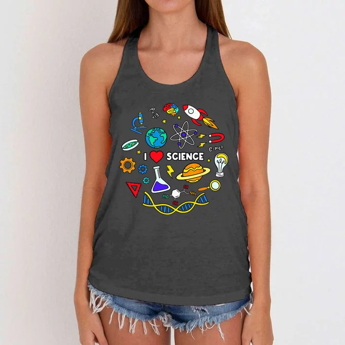 Science Lover Chemistry Biology Physics Love Science Women's Knotted Racerback Tank