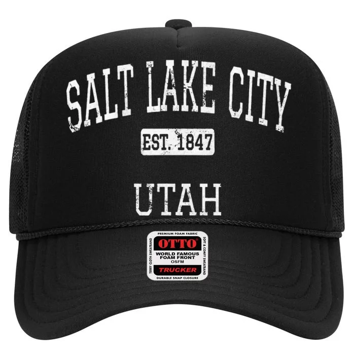 Salt Lake City Utah Ut Vintage High Crown Mesh Trucker Hat