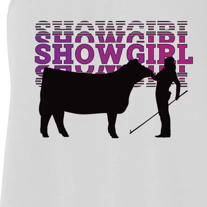 Showgirl Livestock Cattle Showing Fun Show Cattle Women's Racerback Tank