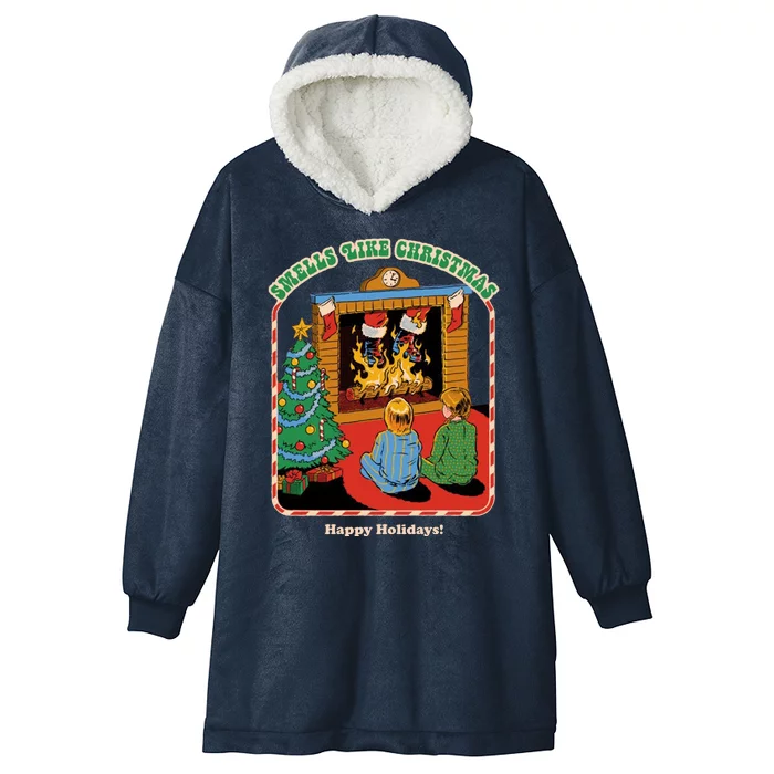 Smells Like Christmas Happy Holidays Hooded Wearable Blanket