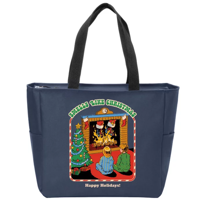 Smells Like Christmas Happy Holidays Zip Tote Bag