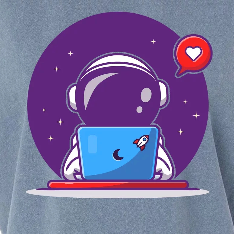 Sending Love, Cute Astronaut On A Laptop Garment-Dyed Women's Muscle Tee