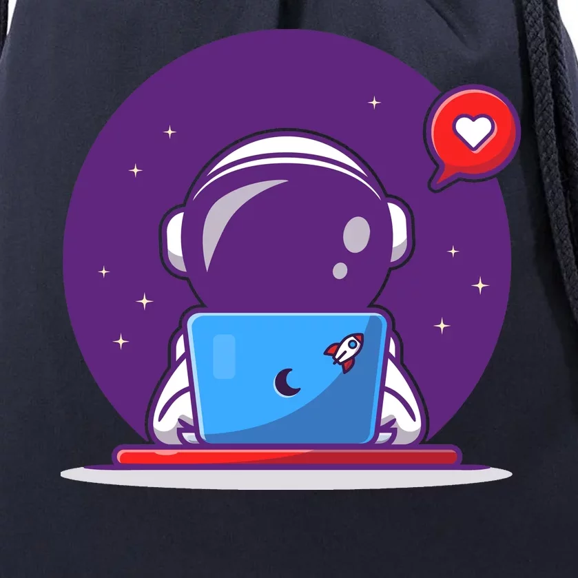 Sending Love, Cute Astronaut On A Laptop Drawstring Bag