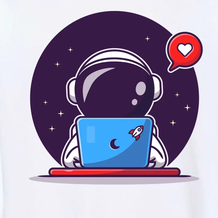 Sending Love, Cute Astronaut On A Laptop Garment-Dyed Sweatshirt