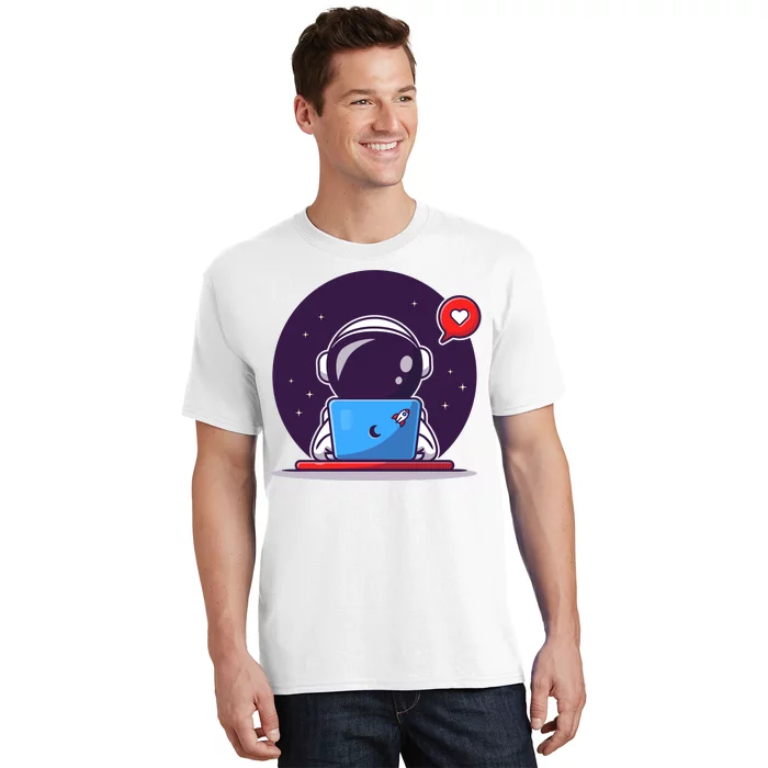 Sending Love, Cute Astronaut On A Laptop T-Shirt