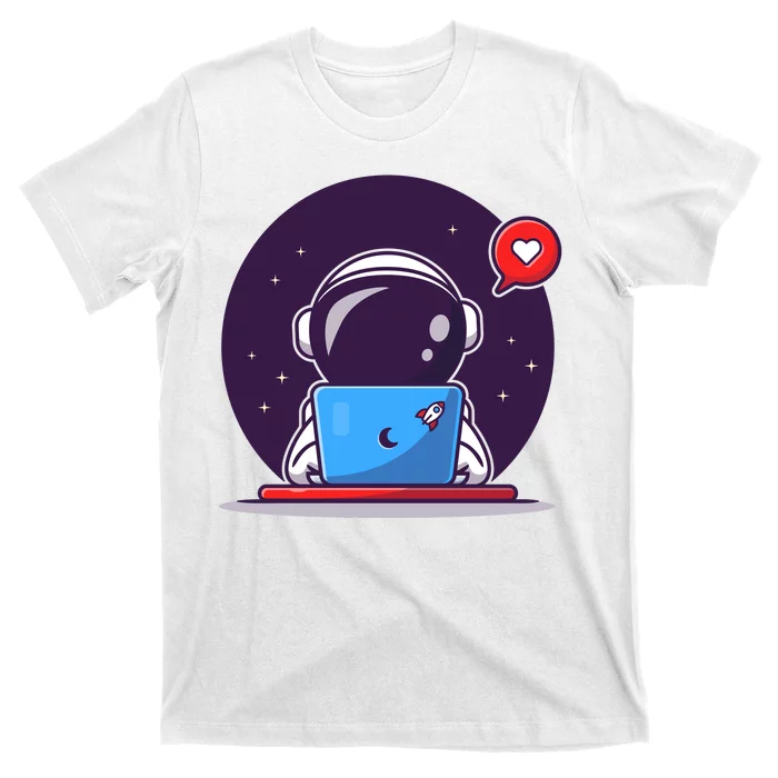 Sending Love, Cute Astronaut On A Laptop T-Shirt