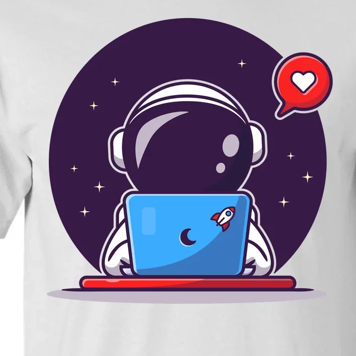 Sending Love, Cute Astronaut On A Laptop Tall T-Shirt