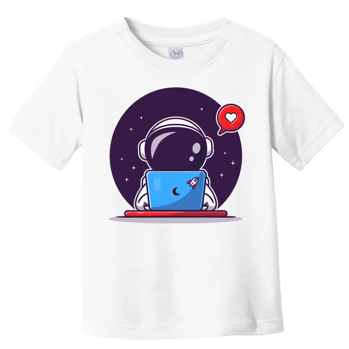 Sending Love, Cute Astronaut On A Laptop Toddler T-Shirt