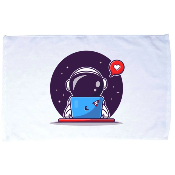 Sending Love, Cute Astronaut On A Laptop Microfiber Hand Towel