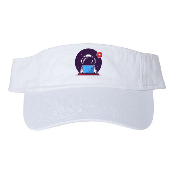 Sending Love, Cute Astronaut On A Laptop Valucap Bio-Washed Visor