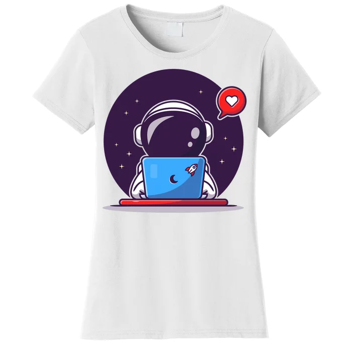 Sending Love, Cute Astronaut On A Laptop Women's T-Shirt