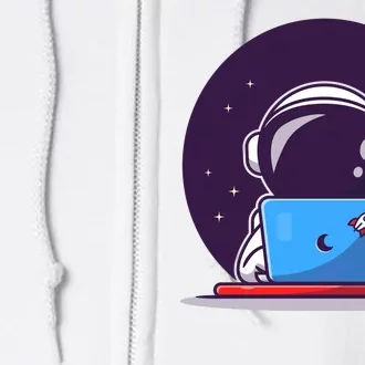 Sending Love, Cute Astronaut On A Laptop Full Zip Hoodie