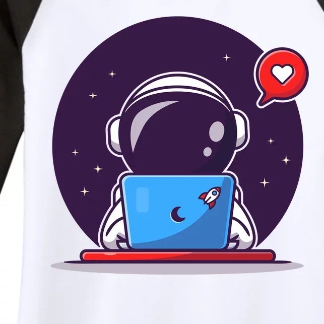 Sending Love, Cute Astronaut On A Laptop Women's Tri-Blend 3/4-Sleeve Raglan Shirt