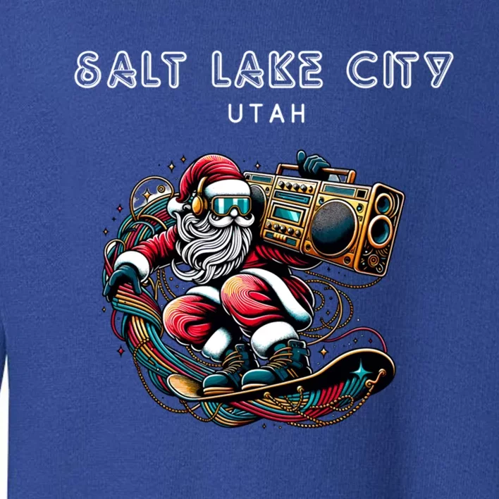 Salt Lake City Utah Cool Snowboard Christmas Santa Gift Toddler Sweatshirt