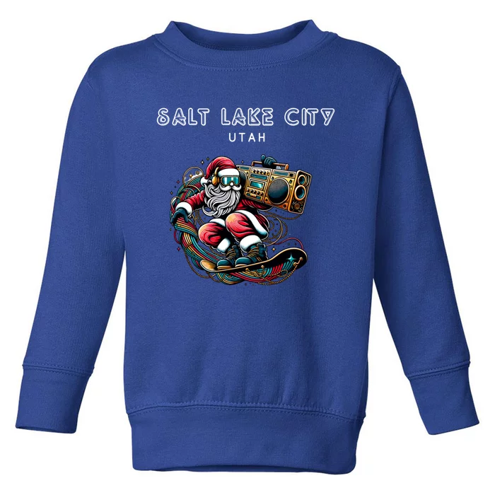 Salt Lake City Utah Cool Snowboard Christmas Santa Gift Toddler Sweatshirt