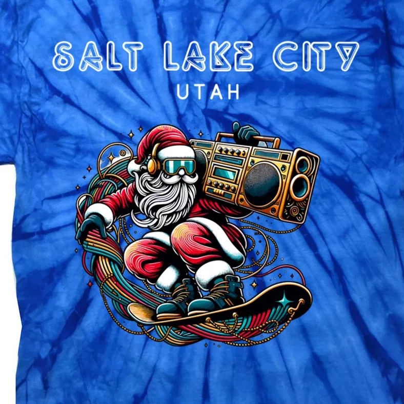 Salt Lake City Utah Cool Snowboard Christmas Santa Gift Tie-Dye T-Shirt