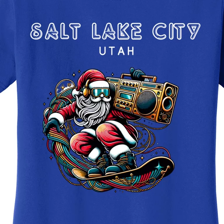 Salt Lake City Utah Cool Snowboard Christmas Santa Gift Women's T-Shirt