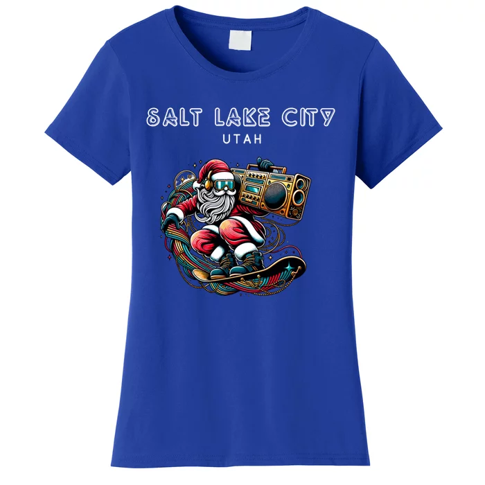 Salt Lake City Utah Cool Snowboard Christmas Santa Gift Women's T-Shirt