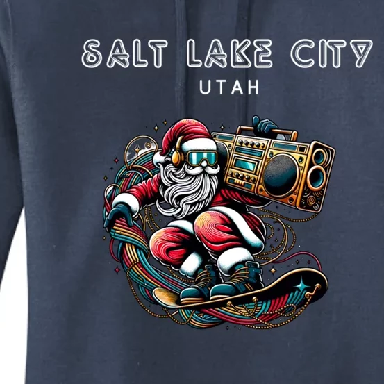 Salt Lake City Utah Cool Snowboard Christmas Santa Gift Women's Pullover Hoodie