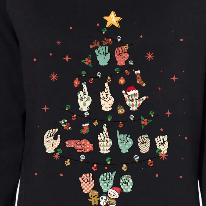 Sign Language Christmas Tree Merry Christmas Asl Womens California Wash Sweatshirt