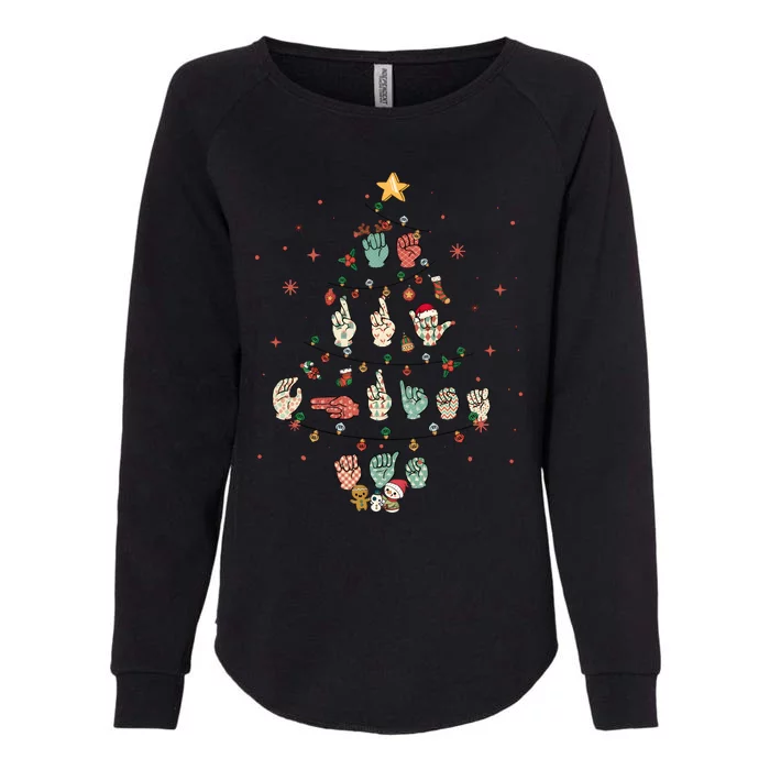 Sign Language Christmas Tree Merry Christmas Asl Womens California Wash Sweatshirt