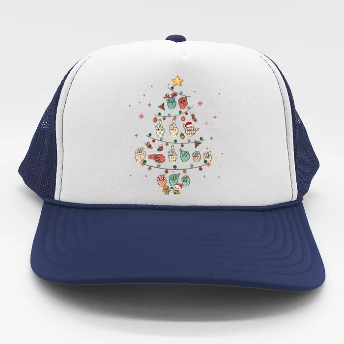 Sign Language Christmas Tree Merry Christmas Asl Trucker Hat