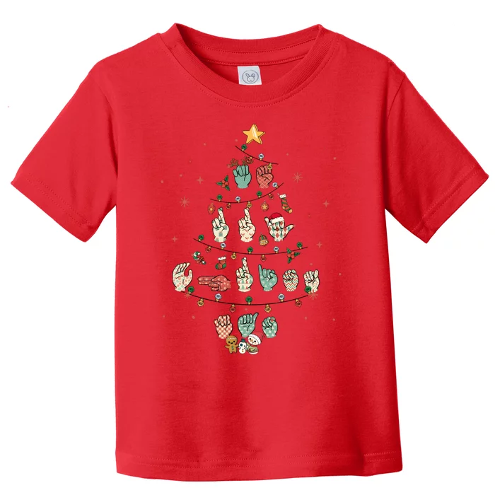 Sign Language Christmas Tree Merry Christmas Asl Toddler T-Shirt